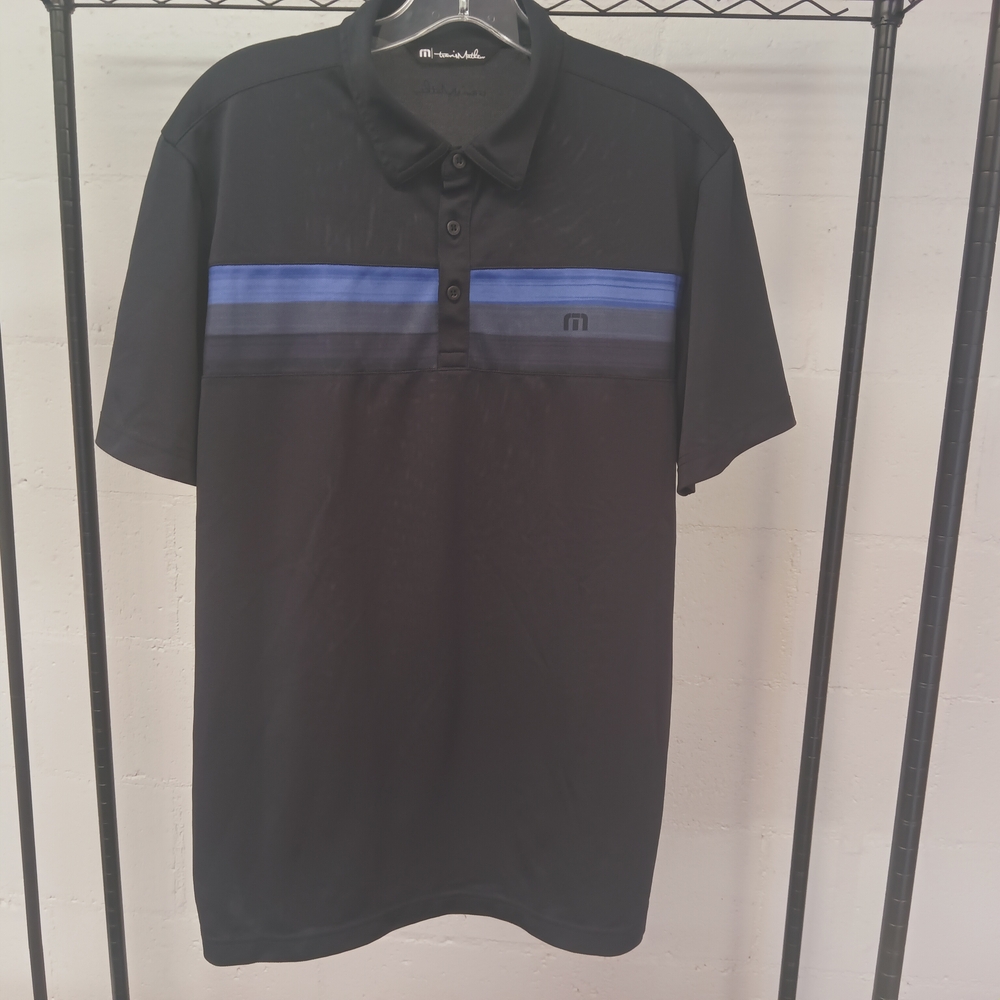 Men's Black and Blue Polo Shirt